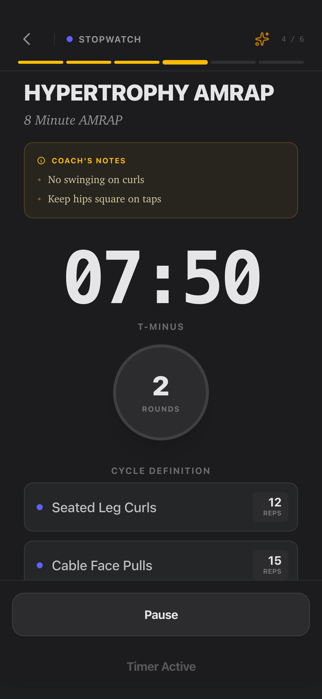 Built-in AMRAP Timer Interface